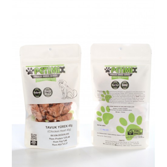 Freeze Dry Tavuk Yürek 40g Köpek Ödül Maması